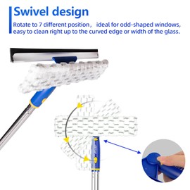 ITTAHO 81" Window Squeegee Cleaner,2 in 1 Window Cleaning Tool Kit,Shower Squeegee with Extension Pole，Glass Cleaning Tools for Shower Glass,Indoor/Outdoor High Window Cleaning-Two Pads
