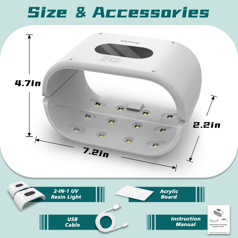 Akisey UV Light for Resin, Two-Sided UV Resin Light with