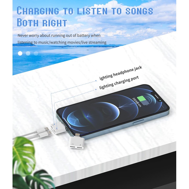 Zoyuzan Dual Lightning Headphone Adapter, 4 in 1, Perfect Sound