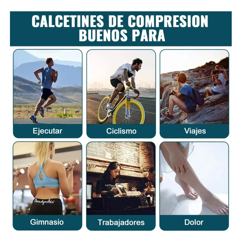 Calcetas Compresión Alivia Varices Y Circulación 6 Pares