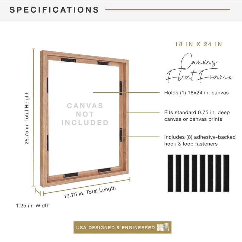 MCS Canvas Float Frames 18x24 Frame, Walnut Woodgrain for Finished