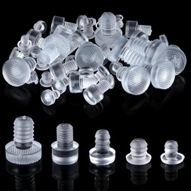 Jeffdad 50 Pcs Glass Table Top Bumpers Rubber, 5 Size Clear Rubber Table, Glass Bumper Rubber Stoppers for Glass Table Tops Non Adhesive Glass Table Rubber Grippers for Table Furniture Cabinet