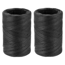 sourcing map 2 Rolls Raffia Paper Ribbon Bulk,1/4 Inch Wide 110 Yards Black Twine String Paper Yarn for DIY Craft Weaving, Decoration, Gift Wrapping