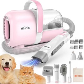 【LimitedTimeFlashSale】Afloia Dog Grooming Kit, Pet Grooming Vacuum & Dog Clippers & Dog Brush for Shedding with Vacuum Grooming Tools, Low Noise Dog Vacuum Hair Remover Pet Grooming Supplies:_Pink