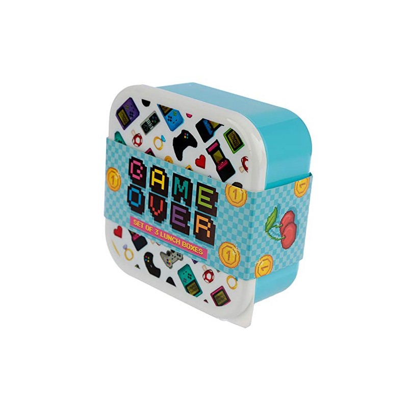 Puckator Game Over Reusable Lidded Snack Pot Lunch Box Set