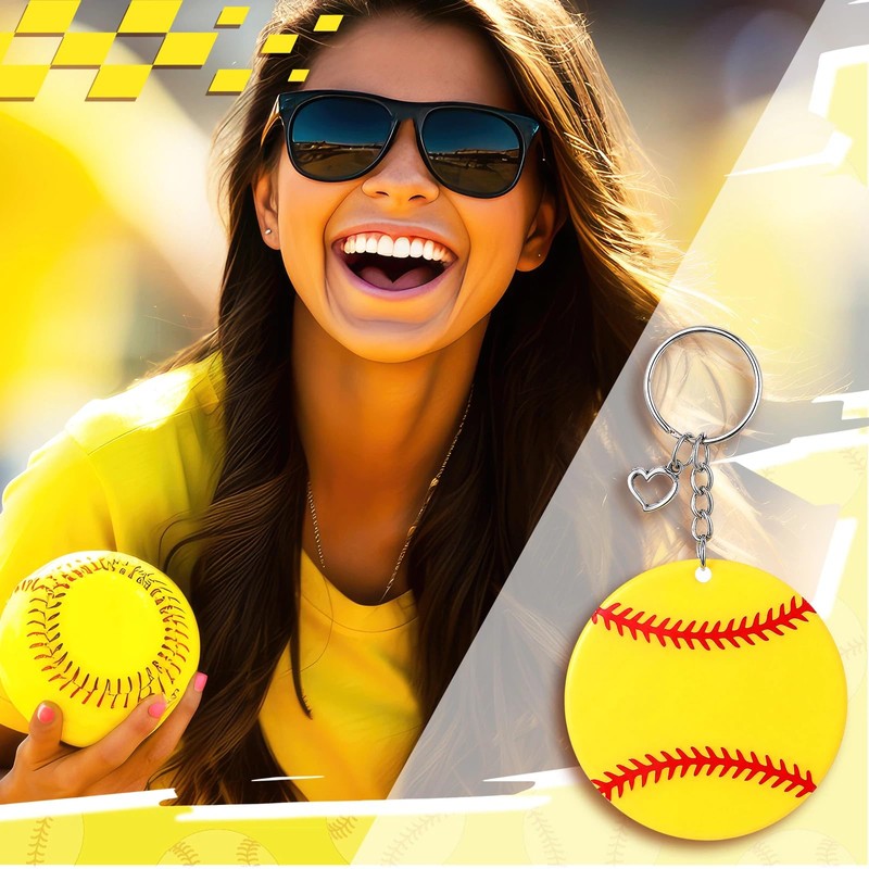 Equsion 24 Pcs Christian Softball DIY Keychains Gift Bulk with