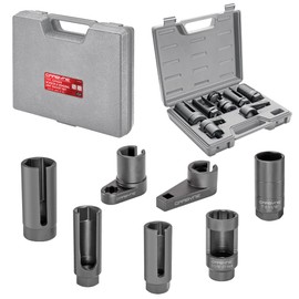 CARBYNE 7-Piece Oxygen Sensor and Sending Unit Socket Set, Chrome Molybdenum and Chrome Vanadium Steel, Universal Fit, Storage Case