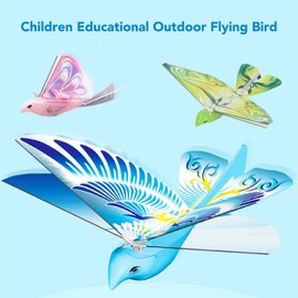 Flying RC Bird Toy 2.4GHz USB Charging LED Bionic Flapping Bird for Indoor Outdor (Green)
