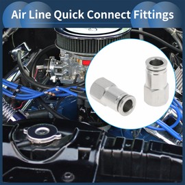 RATCHROLL Push to Connect Air Fittings 5/16" Female Thread Air Line Quick Connector 304 Stainless Steel 1/8"BSPT 2 Pcs Silver Tone