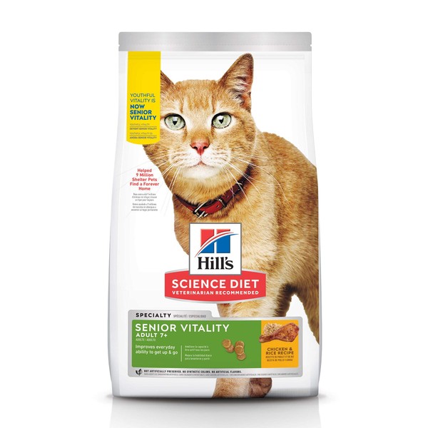 Hill's Science Diet Adult 7+ Senior Vitality Dry Cat Food, 6 lb bag