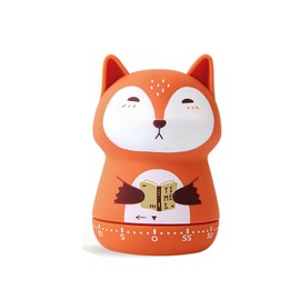 NUOSWEK Mechanical Kitchen Timer, Cute Animal Wind Up 60 Minutes Manual Countdown for Kids, Classroom, Home, Study and Cooking (Orange Fox)