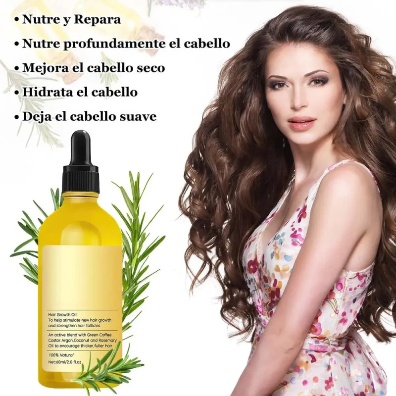 60ml*3 Aceite Vegano Natural Para El Crecimiento Del Cabello