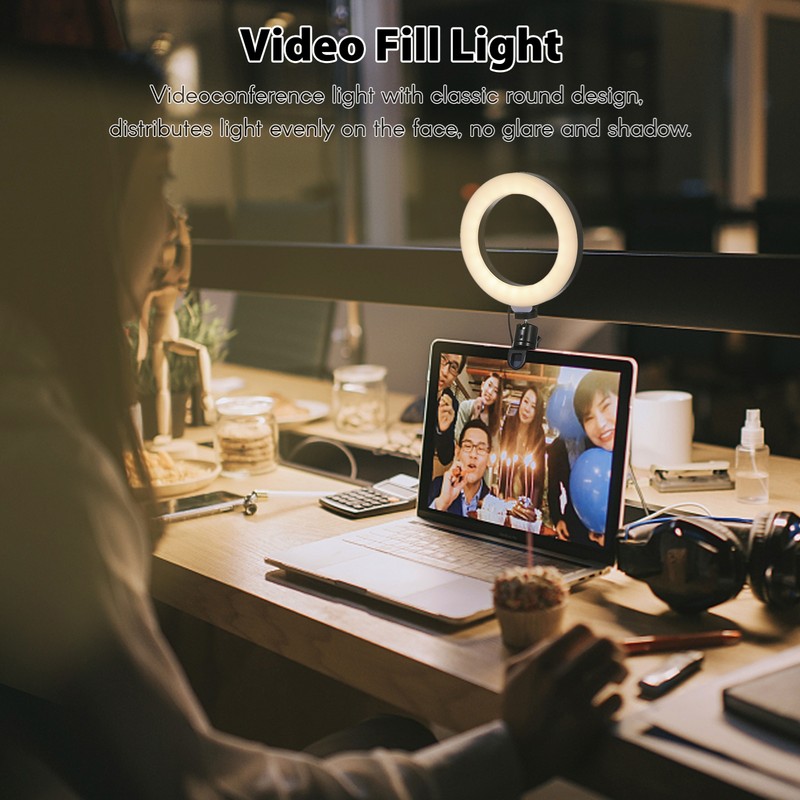 6'' Ring Light for Laptop, Computer Clip Video Fill Light