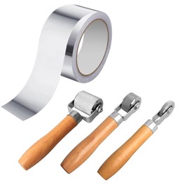 FCHO Car Sound Deadening Roller Metal Installation Tool 3 Pcs Seam Roller with 66 Feet Aluminum Foil Tape Finishing Sealing Tape, for Car Sound Deadening Installation