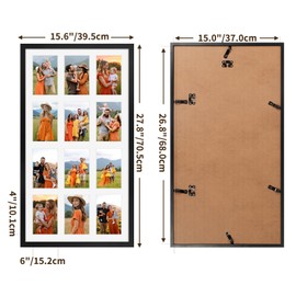 QUTREY 12 Opening Collage Picture Frame 4x6, Black Photo Frame Collage Display Multiple 4 by 6 inch Photos with Mat for Wall