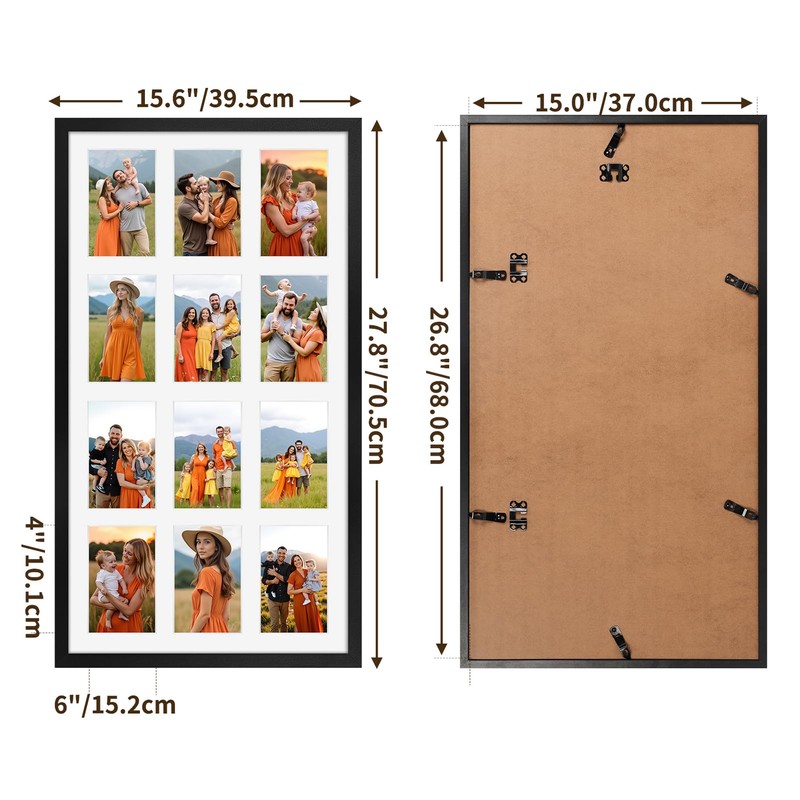 QUTREY 12 Opening Collage Picture Frame 4x6, Black Photo Frame