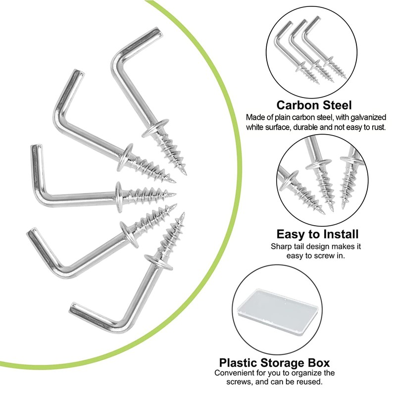 UFURMATE 1/2" Screw Hooks, 150 Pieces Carbon Steel Coated L