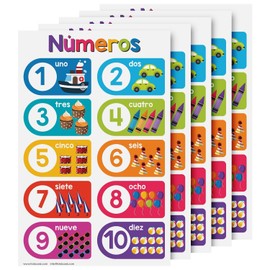 Números 1-10 Spanish Chart for Preschool to Gradeschool Kids – Numbers 1-10 Educational Visual Learning Aid Poster Decoration for Classrooms | Glossy Durable Cardstock | 11" x 17" | 5 per Pack