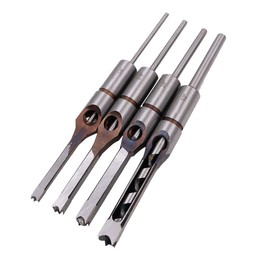 ZONADAH HSS Mortising Chisel Set, 4 Piece Set Woodworking Square Drill Wood Hole Saw with Twist Drill Bit 6.35mm, 7.94mm, 9.5mm, 12.7mm(1/4", 5/16", 3/8", 1/2"))