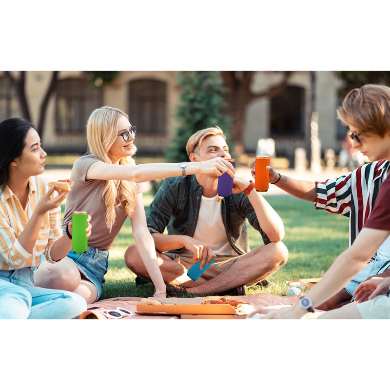 Blank Magnetic Slim Can Coolie (Orange, 4 Pack)