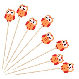 Aramola 100 PCS Owl Toothpicks 4.72 Inch Natural-Bamboo Cocktail Picks for Appetizers, Cakes Dessert, Sandwiches, Drinks, Fruit, Party Decoration