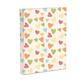 Photo Album with Pockets 21 x 28 cm for 200 Photos 13 x 18 cm Printed Paper Cover with Matt Plastic Surface Hearts Design