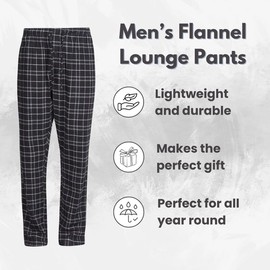 Mens Pyjamas Lounge Pants Cotton Flannel Bottoms Trouser Nightwear PJs Sleepwear (Pink Black, M)