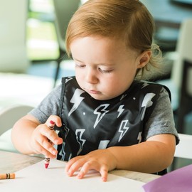 Tiny Twinkle Tiny Twinkle Mess Proof Baby Bib Waterproof Toddler and Baby Apron Bib Machine Washable Lightning