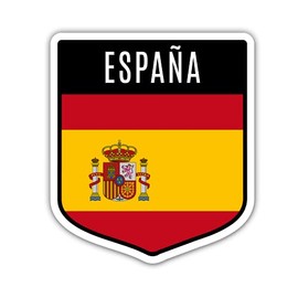 Squiddy Spain Espana Spanish Flag Shield - Vinyl Sticker Decal for Phone, Laptop, Water Bottle (3" high)