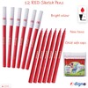 DIGNO SketchStic Felt Tip Pens, RED, Pack of 12, Fibre