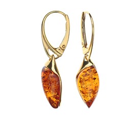 Amber Earrings Setting 925/000 Sterling Silver Gold-Plated by Artisana-Schmuck, Baltic Amber Gold-plated 925/000 sterling silver, Baltic amber