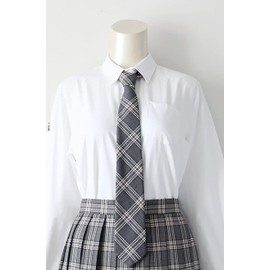 SHUCLASS School Ribbon and Necktie, Set of 2, Ribbon for Girls School Uniform, For Junior High School Students, High School Students, grey (grey marl)