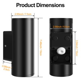 FUDESY Outdoor Wall Lights Mains Powered, IP54 Waterproof GU10 Socket Up Down Outside Lights Exterior Wall Sconce, Plastic Wall Lamp for Front Door Patio Terrace Hallway Porch Post Garage, 2 Pack