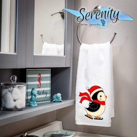 Christmas Decor | Decorative Kitchen and Bath Hand Towels | It's Beginning To Cost A Lot | XMAS Winter Novelty | White Towel Home Holiday Decorations | Gift Present (Skating Penguin)