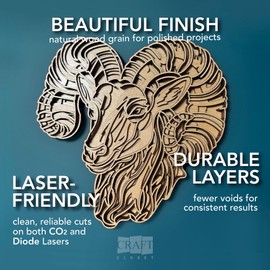 50 Boards of 12” x 12” 3mm 1/8 inch Grade B/BB Baltic Birch Plywood, Glowforge Ready, Unfinished | Boxes of 10, 20, 50 and 100 | Laser Engraving, CNC, Scroll Saw, by Craft Closet