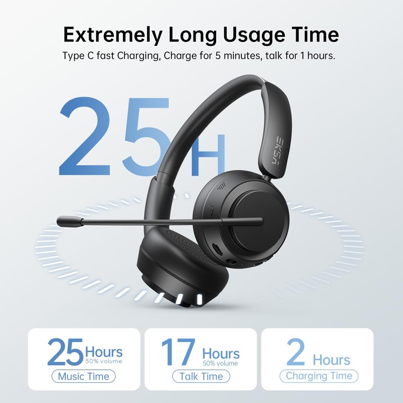 EKSA H35 Wireless Headset with Mic for Work, Bluetooth 5.4