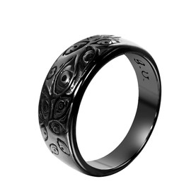 UNAPHYO Stainless Steel Evil Eye Ring Antique Silver Eye of God Ring Band Vintage Cool for Women Men Black Size 7