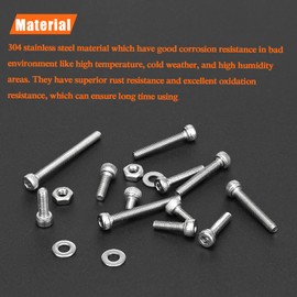 HELIFOUNER 420 Pieces M2.5 x 4mm /6mm /8mm /10mm /12mm /16mm /20mm /25mm, Hex Socket Head Cap Bolts Screws Washers Nuts Kit, 304 Stainless Steel