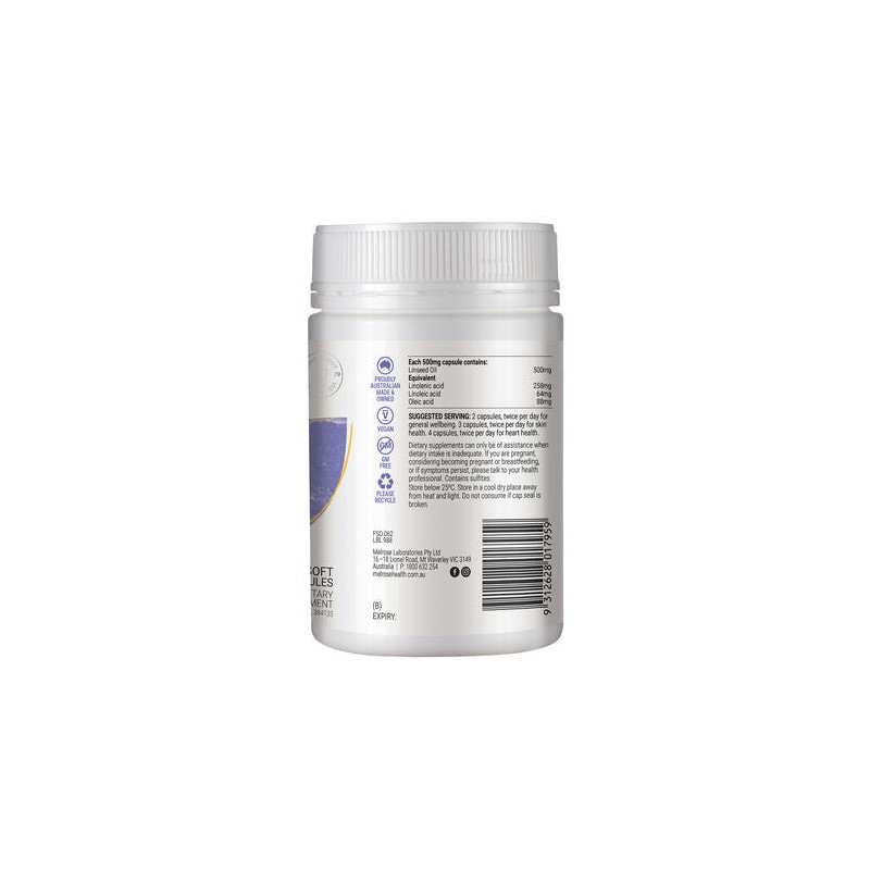 Melrose Organic Flaxseed Vegan 500mg 240 Capsules