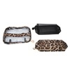 3pcs Makeup Bag Set Leopard Print Large Capacity Portable Waterproof
