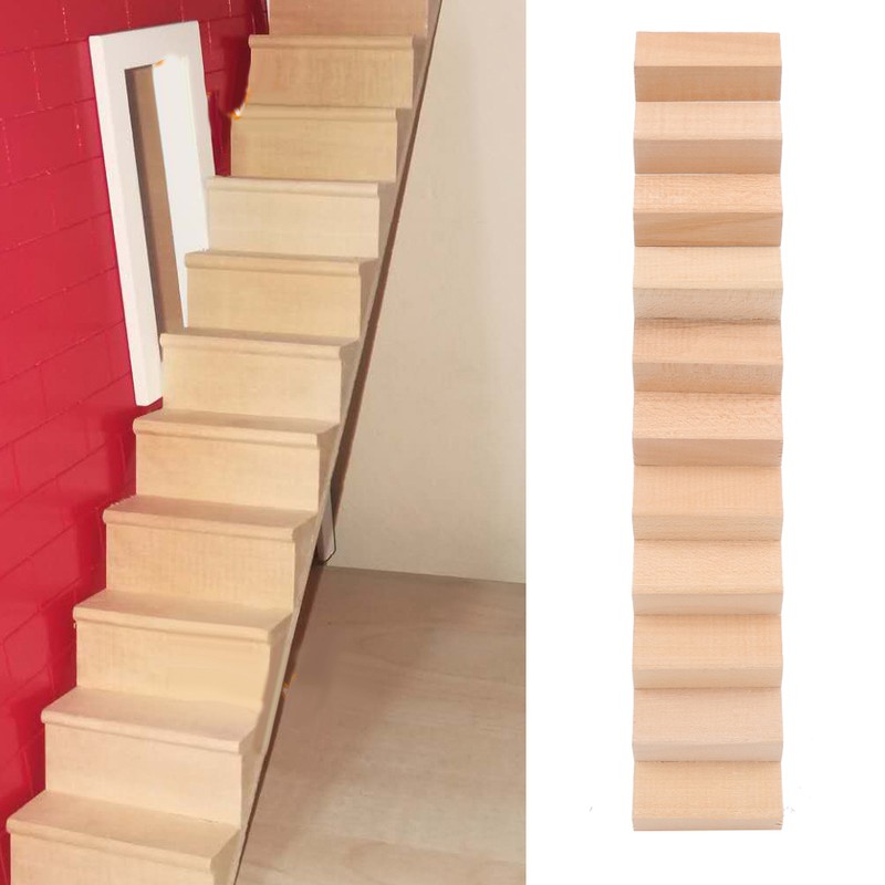 1:12 Miniature Wood Staircase DIY Step Stair Crafts Decorative Dollhouse