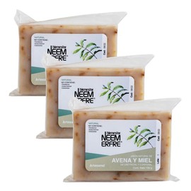 NEEM ERFRE | Pack de 3 jabon natural de avena y miel 150g con aceite de NEEM sin parabenos ni petrolatos