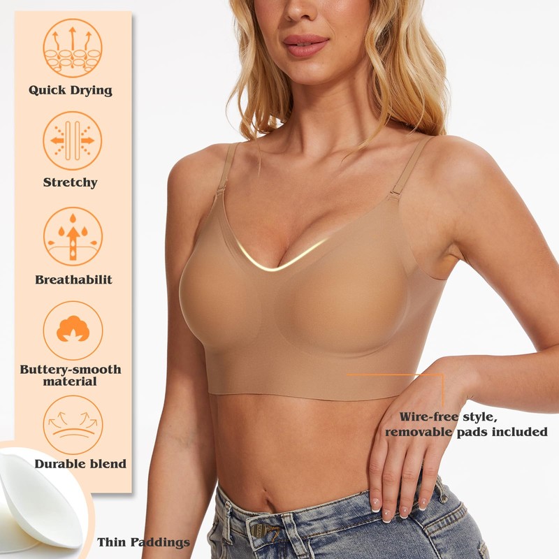 Shewant Shewant Low Back Bra for Women Wirefree Seamless Bra