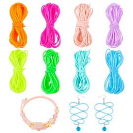 NBEADS 43.7 Yards Stitch Keeping Cords, 2mm Hollow Rubber Tubing Knitting Barber Cord Stitch Keeper Tubing PVC Cord with Spool for for Holding Stitches Bracelet Necklace Beading, 8 Colors