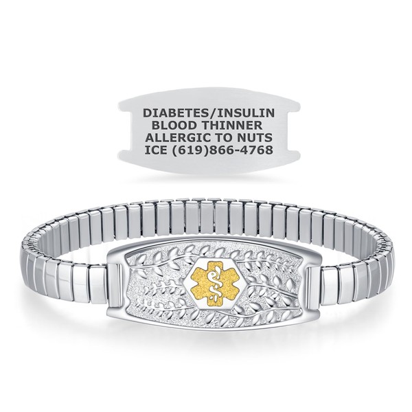 Divoti Olive Slip-over Stretch Custom Engraved Medical Alert ID Bracelets