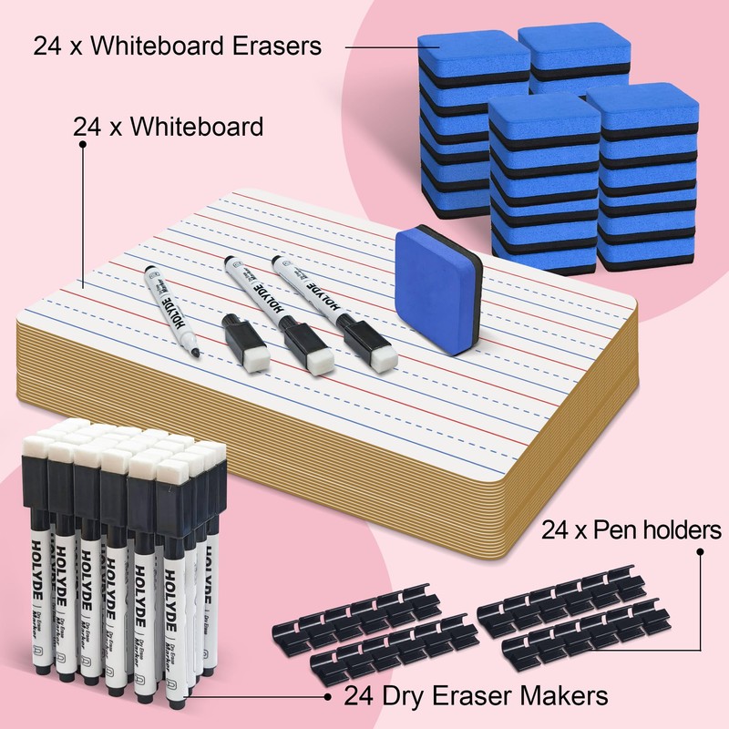 Set of 24 Dry Erase Boards, Double Sided Small Whiteboards