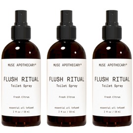 Muse Apothecary Flush Ritual - Aromatic & Refreshing Toilet Spray, Use Before You Go, 2 oz, Infused with Natural Essential Oils - Fresh Citrus, Pack of 3