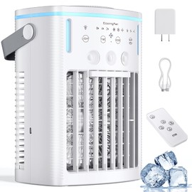 Yestono Portable Air Conditioners,3-Speed Small AC Fan, Portable Air Cooler with Remote,Timer function,7-Color Night light,3-Level Mist modes for Bedroom,Office,Room,Camping.
