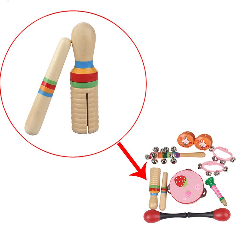 10Pcs Kids Children Educational Musical Percussion Instruments Set Toy Tambourine