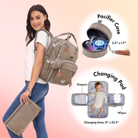 Dikaslon Unisex Polyester Diaper Backpack Daypack with Portable Changing Pad Khaki